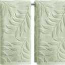 Artoid Mode 2 Pcs Light Green 3D Leaves Jacquard Hand Towels for Bathroom, 100% Cotton Soft Absorbent Bathroom Decor Towels, 13.7 x 29.5 Inch