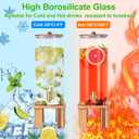 2 Gallon Large Drink Dispenser for Parties,Glass Beverage Dispenser with Stand,Glass Water Dispenser with Airtight Valve,Lemonade Dispenser for Fridge,Water, Juice,Punch,Cocktails,Ice Tea & Sun Tea-8L