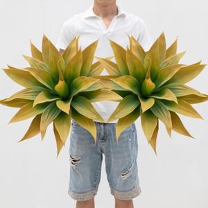 Ttranewsoo Artificial Plants Outdoor Faux Plant,Artificial Agave Faux Hostas Outdoor Uv Resistant Artificial Plants Indoor Fake Plant Artificial Agave Plant Indoor(2pcs, 28") Yellow