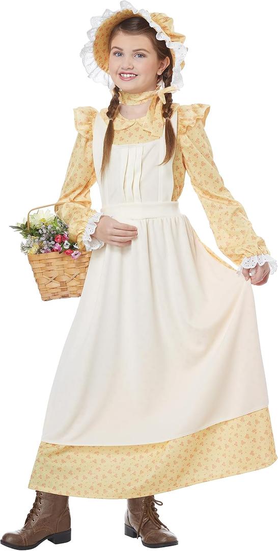 Girls Prairie Girl Costume (Beige, M)