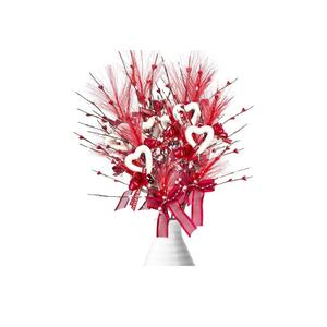 3 Pcs Valentine's Day Heart Shaped Berry Feather Picks, 19.7 Inch Artificial Red White Heart Berry Flower Stems for Wedding Christmas Home Vase Decor