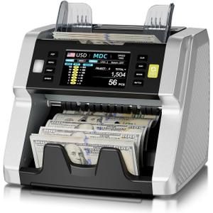 LOLARAN AL-923 Mixed Denomination Money Counter Machine, Value Counting with CIS/UV/MG/IR/DD/DBL/HLF/CHN Counterfeit Detection, Touch Screen, Supports 120 Currency Programs