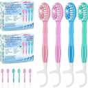 5-in-1 Disposable Toothbrush with Toothpaste (70 Pack), Mini Travel Toothbrushes with Soft Bristles, Dental Floss, Toothpick & Tongue Scraper, No Water Needed, 4 Flavors
