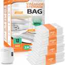 12 Pack Vacuum Storage Bags with Electric Pump, (3 Small, 3 Medium, 3 Large, 3 Jumbo) Vacuum Seal Bags for Clothing, Space Saver Bags for Travel, Luggage Compression Packing