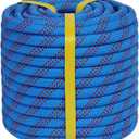 Double Braided Arborist Rigging Rope (1/2 in x 150 ft) Strong Polyester Rope 48 Strands for Tree Work Climbing Pulling Swing Sailing, Blue/Red