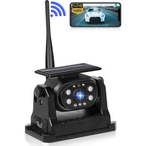 Wireless Backup Camera Solar WiFi - Magnetic Ease of Use Hitch Trailer Truck HD 1080P Clear Night Vision No Lag Rechargeable Rear View Camera Car RV Camper Steady Connection to Phone