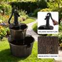 3-Tier Freestanding Rustic Barrel Waterfall Fountain,40-Inch Wood Outdoor Water Fountain with Pump for Garden,Patio, Backyard and Porch