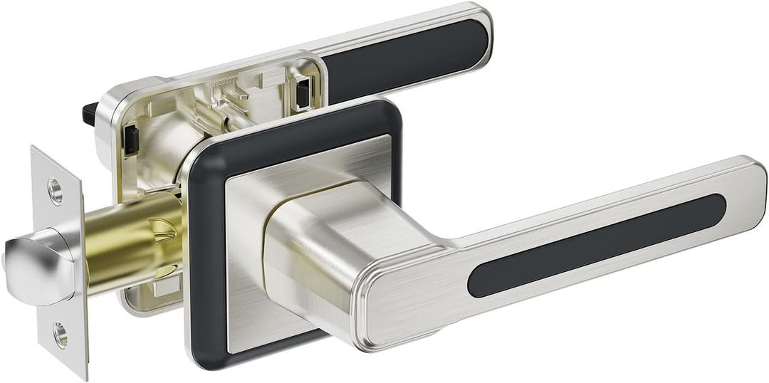 BAOLONG Square Passage Door Lever, Heavy Duty Interior Door Handles for Hallway or Closet,Door Handle Brushed Nickel Modern Square Door Lever Hallway Door Lever with Lock for Interior Door.