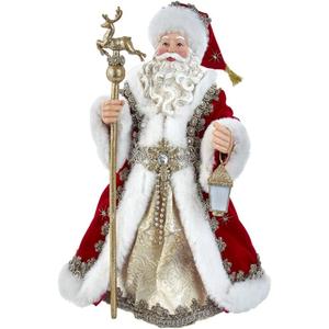 Kurt S. Adler 10.5-Inch Fabrich Regal Red Santa Table Piece