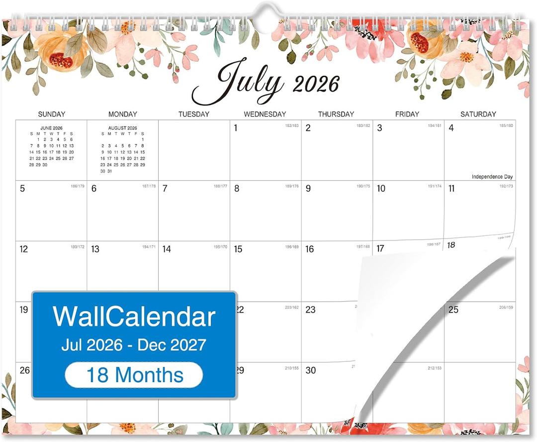 2026-2027 Wall Calendar - 18 Months Wall Calendar 2026-2027 with Thick Paper, Jul 2026 - Dec 2027, 14" x 11", Twin-Wire Binding, Home or Office Calendar for Easy Organizing