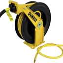DEWALT Retractable Air Hose Reel 50ft, Wall or Truck Bed Mounted Usable for Pnuematic Air Tools for Mechanics, Garage, At Home and More: Double Arm Construction, 3/8in x 50ft Hose