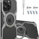 Adaivia Phone Case, Suitable for iPhone 16 Pro Max, Simple Frameless Design, with Magnetic Phone Stand Metal Shell (Titanium Color)