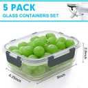 VERONES 5 Pack 36 OZ Glass Meal Prep Containers, Airtight Glass Lunch Containers Set, Glass Food Storage Containers with Lids,Exclusive of BPA, for Microwave, Oven, Freezer & Dishwasher Friendly,Grey