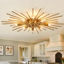 Semi Flush Mount 8 Light Ceiling Light Modern Metal Ceiling Lighting Gold Light Fixture Chandelier for Farmhouse Kitchen Dining Room Bedroom Hallway Living Room.