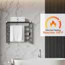 Art&Metalos Wall Mounted Towel Warmer, Minimalist 4-Bar Electric Heated Rack with Top Shelf Storage, Plug-in LED Display, Matte Black Finish for Modern Home & Small Apartment