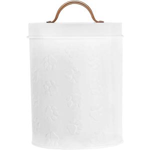 Amici Home Small Dog Treat Container Airtight, 8 Tall x 5.5 Round, White Embossed Puppy Paws Print, Storage Jar Canister for Cats, Small Animals, Gifts for Pet Owners, White (64 Oz) Amici Home Small Dog Treat Container Airtight, 8 Tall x 5.5 Round, White Embossed Puppy Paws Print, Storage Jar Canister for Cats, Small Animals, Gifts for Pet Owners, White (64 Oz)