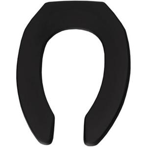 BEMIS 1955CT Commercial Open Front Plastic Toilet Seat, Heavy Duty Industrial Seat without Lid, Secure Installation for Long Lasting Use, Made in USA, Elongated, Black