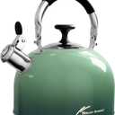 Tea Kettle Stovetop,Stainless Steel Whistling Tea Kettle For Stove Top, 2.5 Qt Tea Pot With Folding Handle, Food Grade Water Teapot Water Kettle For Stove Home Camping Travel,Gradient Green