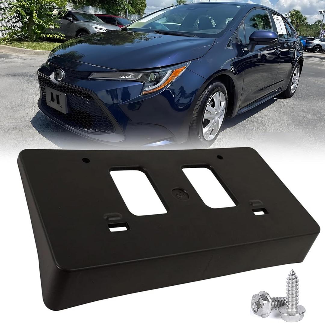 FASTCHE Front Bumper License Tag Plate Frame Bracket Holder Compatible with 2020 2021 2022 Toyota Corolla Replace # 5211412280 5211402200 TO1068159