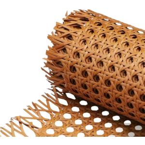 Plastic Rattan Cane Webbing 16"40", Coffee Color Rattan Webbing for Caning Projects, Woven Open Mesh Cane for Furniture, Durable Craft Material for DIY Chairs & Cabinets
