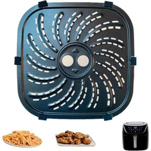 Air Fryer Rack for PowerXL Vortex Pro 6 QT, Nonstick Air Fryer Accessories Grill Pan Tray with Rubber Bumpers(8.67x8.67 IN for 6QT)