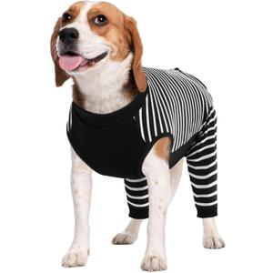 Kuoser Dog Recovery Suit, Anti Licking Dogs Rear Leg Sleeve, Abdominal Dog Surgical Suit with Dog Pants Cover Protect Wounds, Dogs Elbow Protector Soft Pet Surgery Onesie Cone Alternative, Black Large
