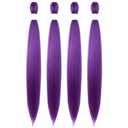 Osuntress Purple Hair Extensions 30 Inch 4 Packs, Long Pre Stretched Braiding Hair for Kids Braids, Dark Purple Synthetic Fiber total 60 Inch