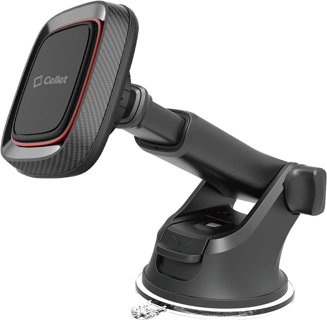 Cellet Magnetic Car Phone Mount, Dashboard & Windshield, Suction Cup Car Phone Holder, Telescopic Long-Arm Compatible with iPhone Samsung Galaxy Google Pixel Moto