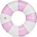 FUNBOY Giant Vintage Stripe Inflatable Tube Pool Float with Cup Holder 48" Large Pool Float for Adults Inner Tube Swimming Pool Toys Swim Rings Pool Lounger Float for Pool Party & Summer (Purple)