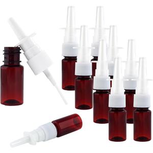 10Pcs Nasal Spray Bottles, 10ml Fine Mist Nasal Atomizer, Reusable Empty Sprayer Bottle for Wound Disinfectant Perfume Essential Oils (Brown, 0.35oz)