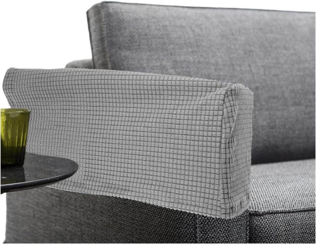 NOLITOY 2Pcs Chair Arm Protectors, Stretch Sofa Armrest Covers Made of Thick Fleece, Elastic Armchair Slipcover for Recliner & Sofa Protection, Anti-Slip Furniture Protector for Home & Office