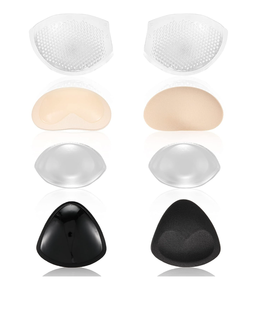 SATINIOR 4 Pairs Silicone Bra Inserts Breast Enhancers Add 2 Cups Breathable Non Slip Waterproof Push up Pads Reusable Bra Padding for Sports Bikini Swimsuits Dress Women Girls