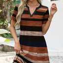 WIHOLL Dresses for Women 2025 Casual Summer V Neck Wedding Guest Dress Short Sleeve Fashion Beach Vacation Clothes (M)