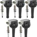UF517 Ignition Coil Pack 30713417 and Iridium Spark Plug AP5325 Set of 5 Fit For Volvo V70 1998-2007,S60 2001-2009 2012-2016,C30 2008-2013,S40 2004-2011,V50 2005-2011,C70 2006-2013 2.3L 2.4L 2.5L L5