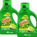 Gain Liquid Laundry Detergent, Original Scent, 65 fl oz x 2, 45 x 2 Loads, Freshness + Odor Fighting, High Efficiency Washing Machine Liquid Cleaning Soap