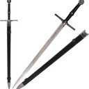 Full Metal Geralt's Silver Steel Sword 125cm/48.8 inches,Stainless Steel,White Wolf Aerondight Silver Sword Handmade Anime Cosplay Prop for Display and Collection