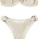 ZAFUL O Ring Bandeau Bikini Sets for Women Sexy Strapless Swimsuits 2 Piece High Cut Bathing Suit (Small)