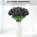 Subacy 30 PCS Artificial Tulips Real Touch Tulips 13.5inch Long Stem Fake Flowers Silk Flowers for Spring Easter Mother's Day Decorations（White+Light Blue）