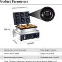 AEYDJXMER 110V Us Plug Commercial Waffle Donut Machine 6 Holes Double-Sided Heating 50-300Donut Machine,Mini Donut Machine, Electric Doughnut Maker 1550W,Essential Snacks For Party Stalls, YD-6A