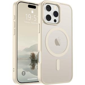 SUPFINE Magnetic for iPhone 16 Pro Max Case (Compatible with MagSafe) (Military Grade Drop Protection) Slim Translucent Matte Shockproof with Anti-Fingerprint Phone Case,Antique White