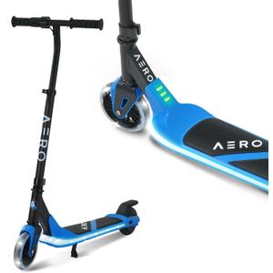 Aero iSporter Kids Electric Scooter | Hand Acceleraor & LED Lights | Electric scooters for Boys Girls Ages 6-12 | Rubber Deck Mat, Battery Indicator& Adjustable Heights