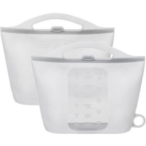 2 Pack Silicone Microwave Steam Sterilizer Bags, 1.5L Reusable Steam Bags for Home and Travel, Silicone Fresh Keeping Bag for Baby Bottles, Accessories, Gray