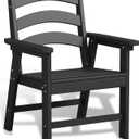 Patio Dining Chair, HDPE Outdoor Chairs with 385 lbs Weight Capacity, All Weather Fire Pit Chair for Porch, Pool, Deck, Backyard, Garden - Black (1 Set)