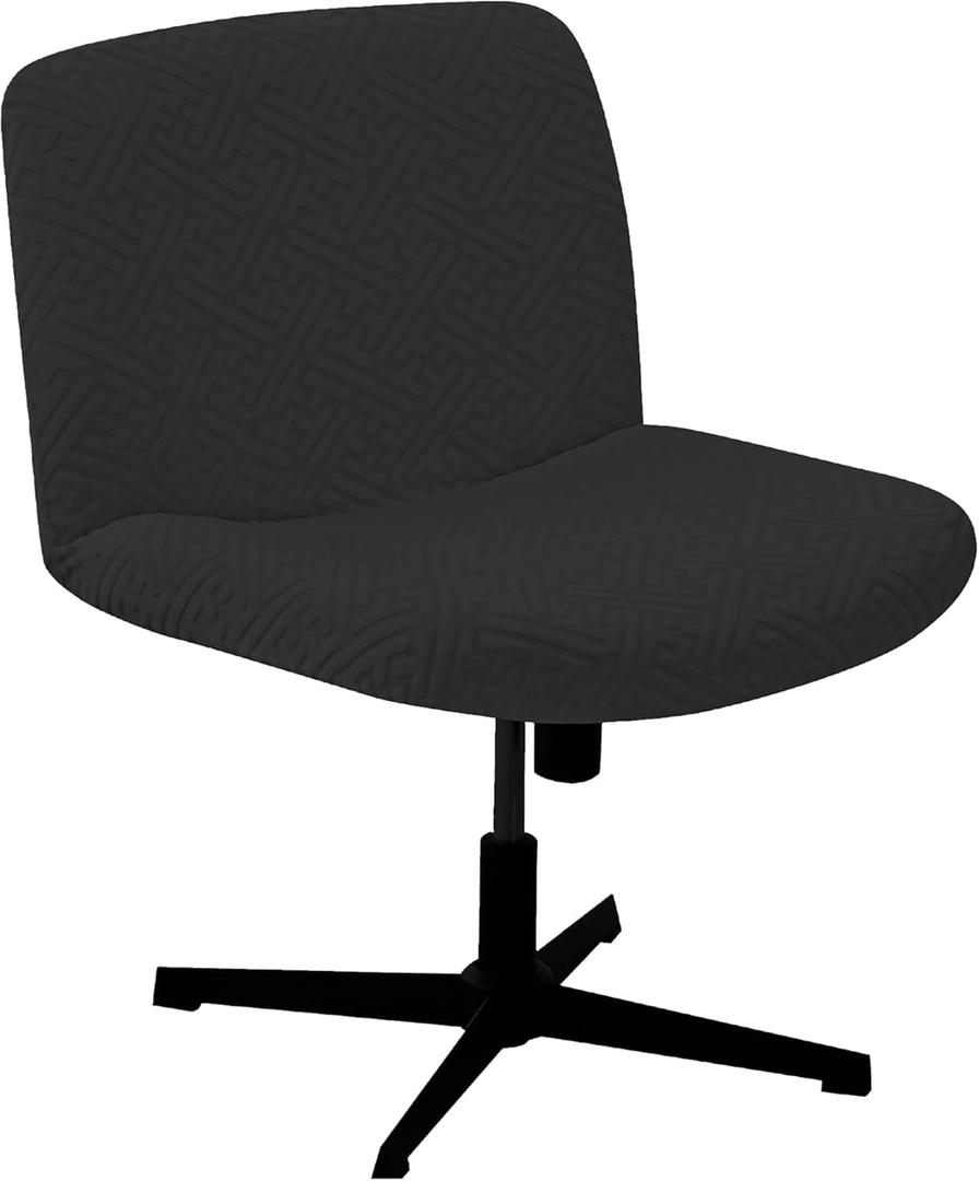 Lavish Cover Water Resistant Criss Cross Chair Cover, Jacquard Fabric Elastic Office Chair Cover,Wide Comfy Desk Chair Cover,Armless Chair Cover Protects Chair Stains and Wear(Jacquard:Black,No Chair)