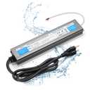 LED Driver 300 Watts Waterproof IP67 Power Supply 85V-265V AC to 12V DC Converter,Quiet and Small LED Transformer Low Voltage Output with 3-Prong Plug 3 Feet Cable for LED Light Strip, Outdoor