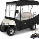 Golf Cart Enclosure 4 Passenger for EZGO RXV 2+2 600D Waterproof Windproof Driving Rain Cover Fit 4-Seater 80" Extended Roof 4-Sided Clear Windows Roll-up Door Black