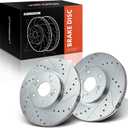 A-Premium 11.81 inch (300mm) Front Drilled and Slotted Disc Brake Rotors Compatible with Select Honda and Acura Models - Accord 2003-2012, Pilot 2003-2008, TSX 04-14, Odyssey 99-04, TL 99-08, MDX, CL