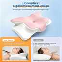 Cooling Neck Support Pillow, Adjustable Cervical Memory Foam for Pain Relief, Odorless Ergonomic Orthopedic Bed Pillows for Side Back Stomach Sleepers, Cozy Sleeping (Pink), Queen