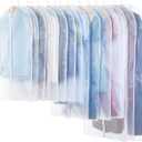 Translucent Garment Bag - 15 Packs Garment Bags for Hanging Clothes Dress Bag Suit Bags for Closet Storage Travel - 24" x 40"/47"/55"