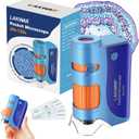 2 x 60x-120x Mini Pocket Microscope for Kids Adults, Portable Handheld Microscope with Microscope Slides, Miniscope Portable Microscope for Kids Little Scientist Students School Minilabsters Education